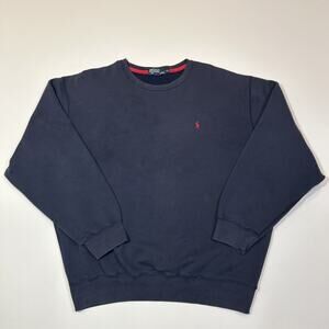 Men’s Polo Ralph Lauren Crewneck Sweatshirt XL Navy Red Pony Pullover Classic
